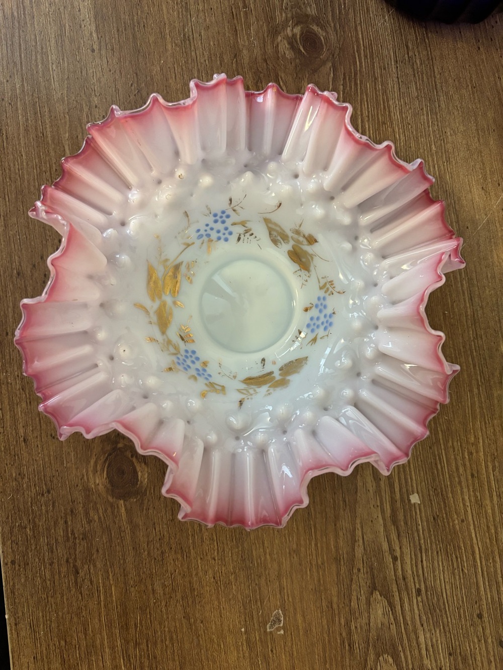Antique Pink and White Hand-Painted “Brides Basket”. Perfect condition